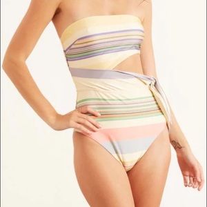 New with Tag Zimmermann Mae Scarf Tie One Piece Swimwear in Multi Stripe